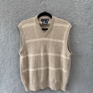 Panache 100%lambswool Vest M medium Ski Sweater Greece Made Tan Brown Sleeveless